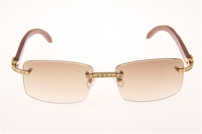 Cartier 3524012 Diamond Wood Sunglasses In Gold With Brown Gradient Lens - DesignerGu