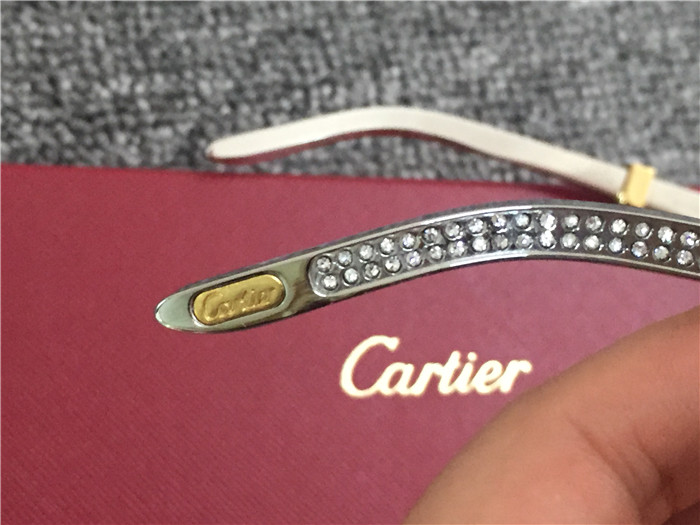 Cartier 7550178 55-22 Diamond Silver Curve Stainless Steel Sunglasses In Gold Brown - DesignerGu