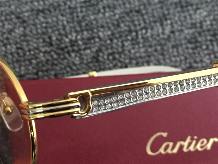 Cartier 7550178 55-22 Diamond Silver Curve Stainless Steel Sunglasses In Gold Brown - DesignerGu