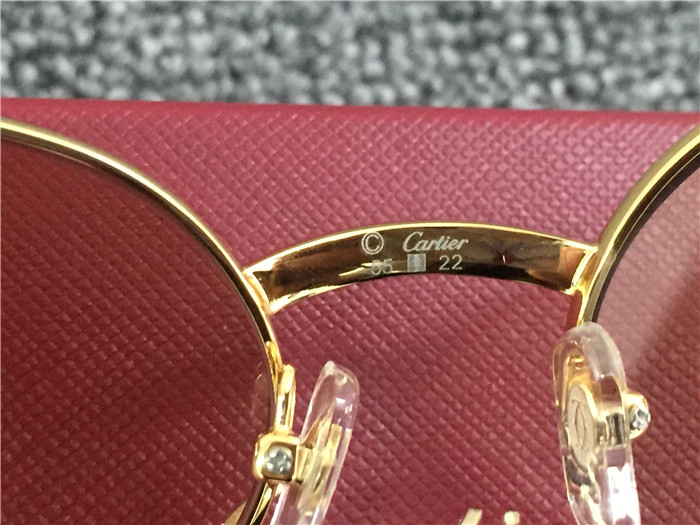 Cartier 7550178 55-22 Diamond Silver Curve Stainless Steel Sunglasses In Gold Brown - DesignerGu