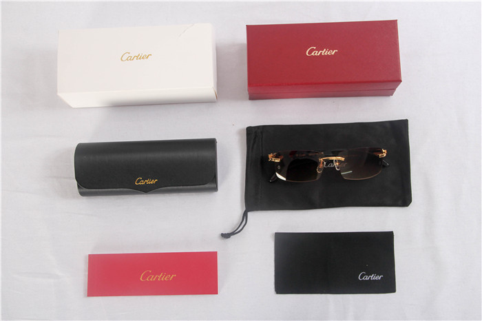 Cartier 3524012 White Buffalo Big Lens Sunglasses In Brown - DesignerGu