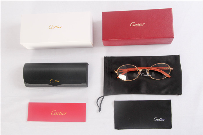 Cartier  51551348 Wood Eyeglasses In Gold - DesignerGu