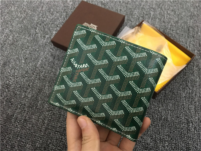 Goyard Short 6 Card Slots Billfold Wallet Green - DesignerGu