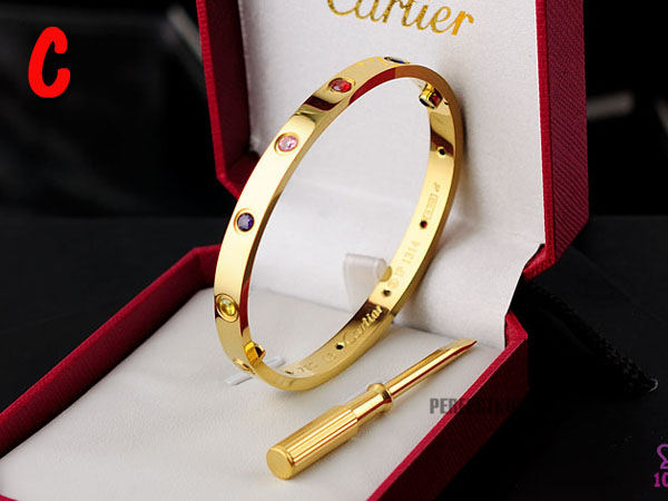 Cartier Love Bracelet Gold With Colorful Stones - DesignerGu