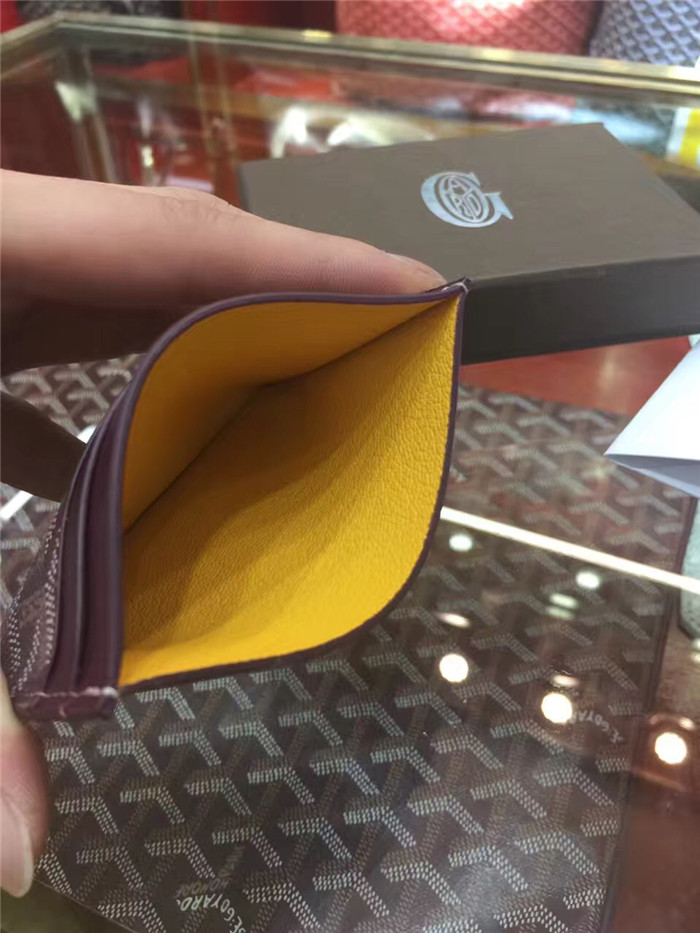 Goyard Card Holder Burgundy - DesignerGu