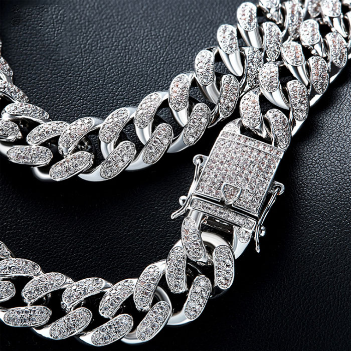 Miami Cuban Chain Cuban Necklace Bundle in White Gold - DesignerGu