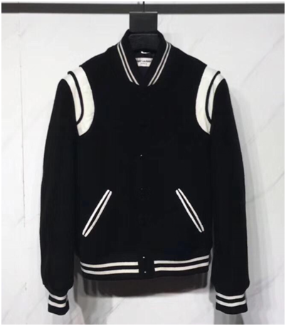 Saint Laurent Men's Black Varsity Jacket - DesignerGu