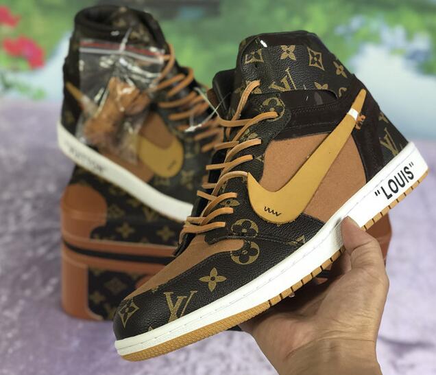 Nike X Off-White X Louis Vuitton Air Jordan 1 Customs Monogram Sneaker - DesignerGu