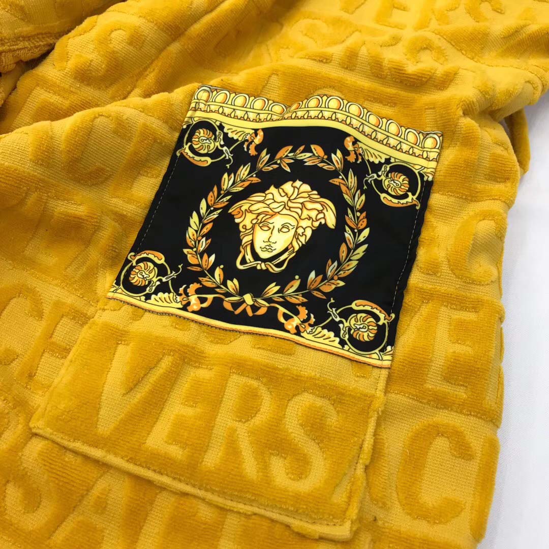 Versace Embroidered Bathrobe Yellow - DesignerGu