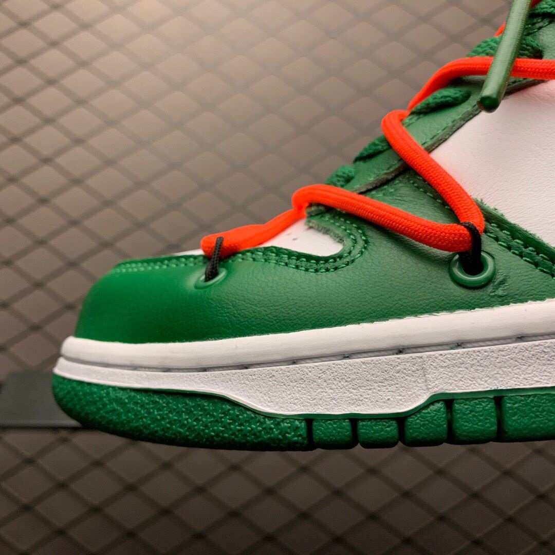 Off-White X Futura X Nike SB Dunk Low In White/Pine Green  - DesignerGu