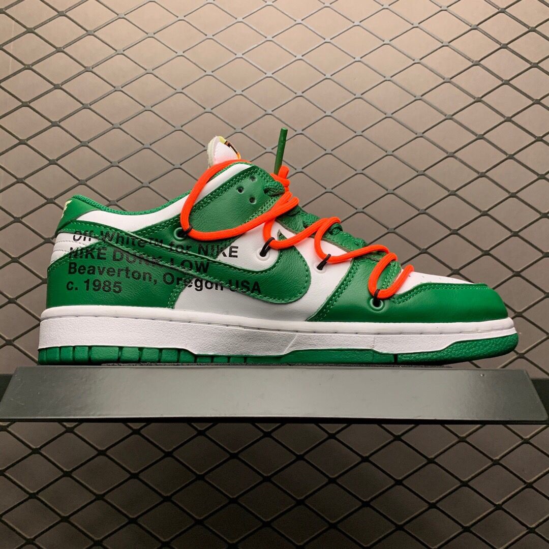 Off-White X Futura X Nike SB Dunk Low In White/Pine Green  - DesignerGu