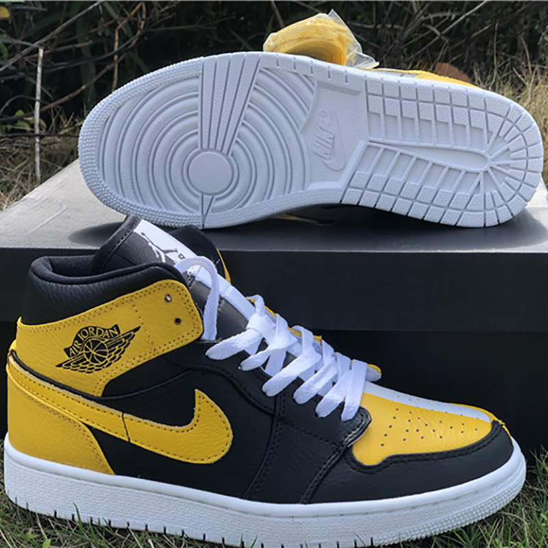 Jordan AJ1 Retro High Black/Yellow/White - DesignerGu