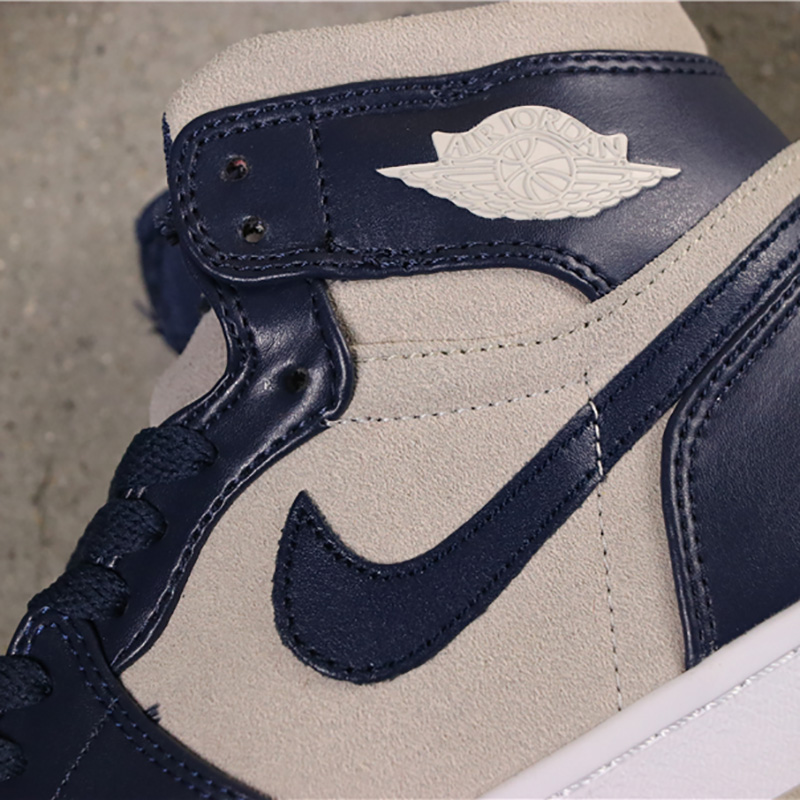 Jordan AJ1 Mid Top WMNS Navy Blue - DesignerGu