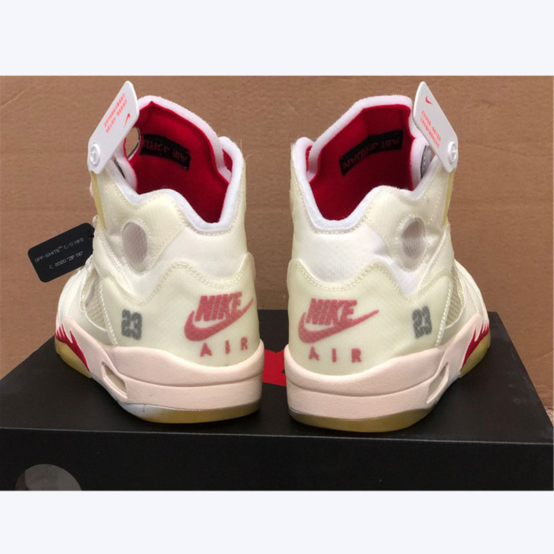 Jordan Offwhite X AJ5 White/Fire Red  - DesignerGu