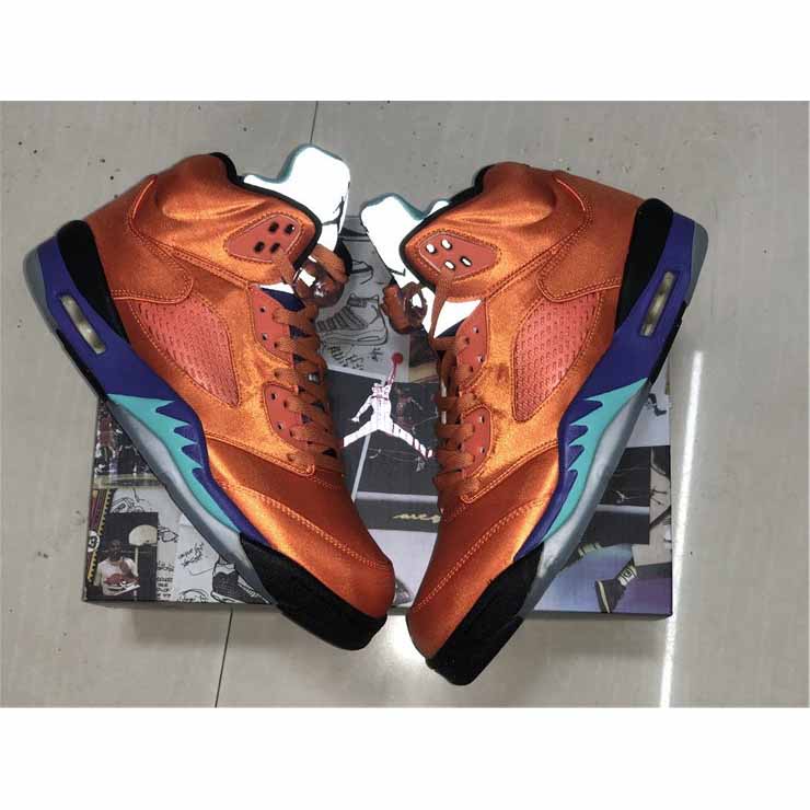 Air Jordan 5 Retro Orange Purple Green - DesignerGu