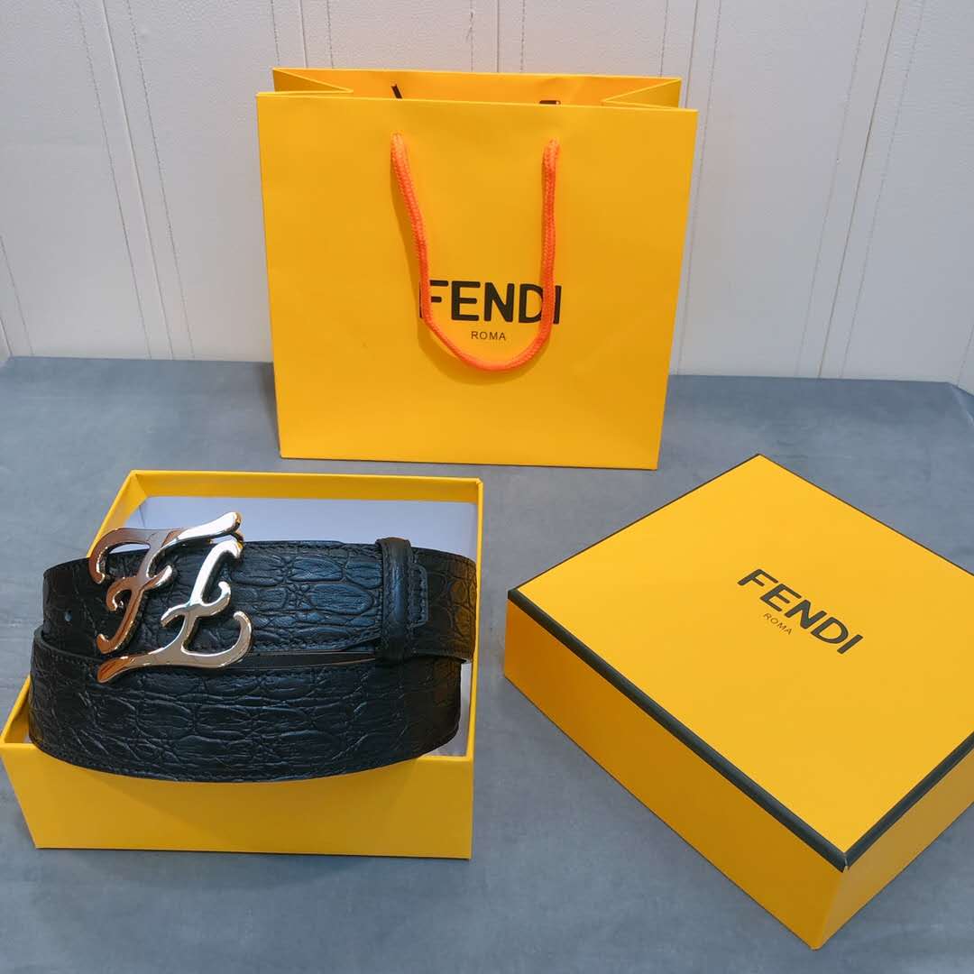 Fendi Leather Belt With FF Buckle - DesignerGu