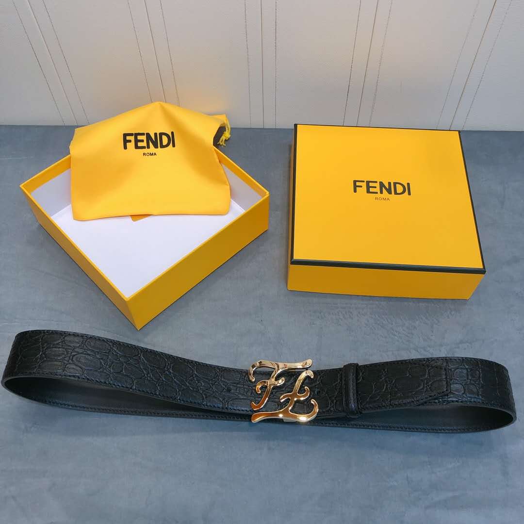 Fendi Leather Belt With FF Buckle - DesignerGu