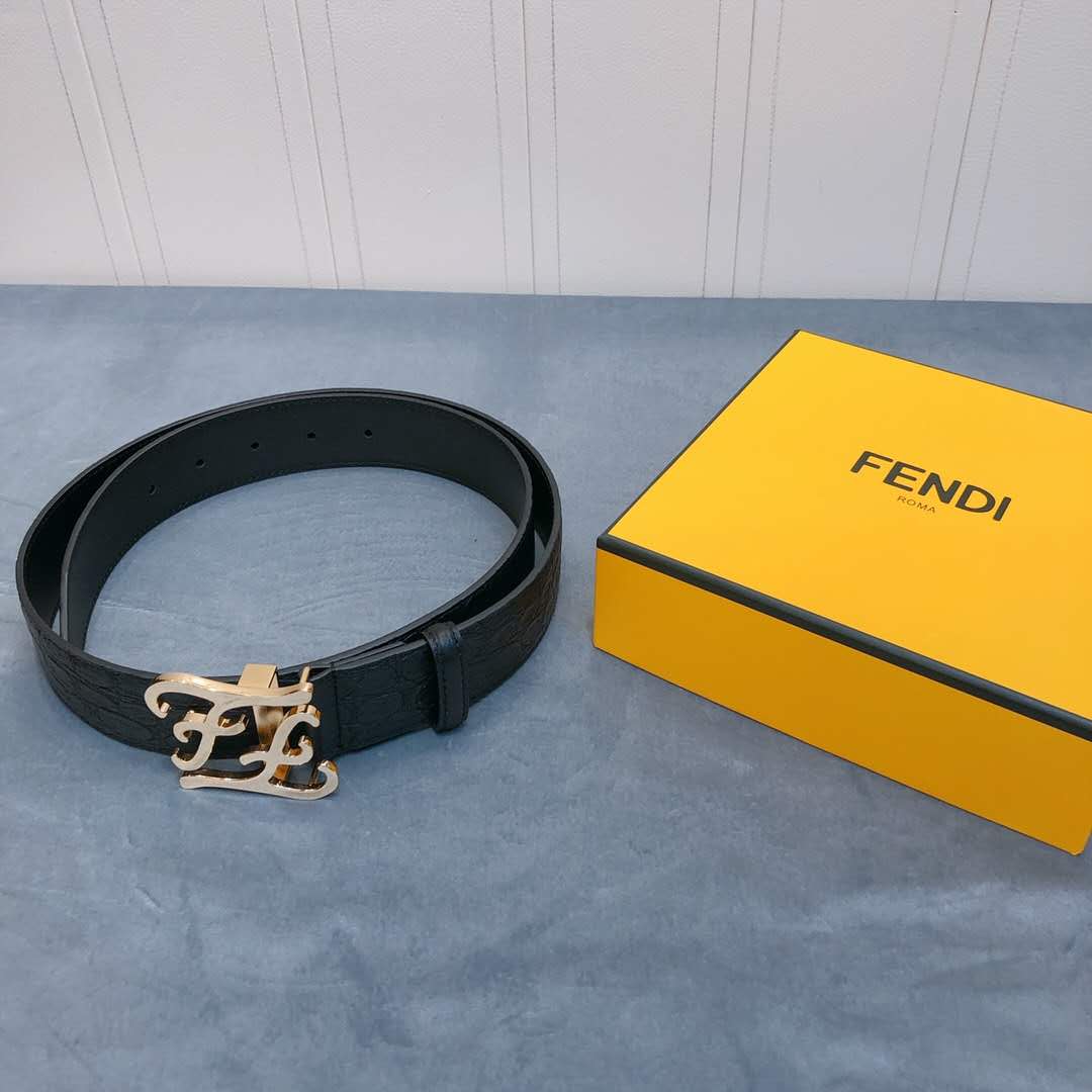 Fendi Leather Belt With FF Buckle - DesignerGu