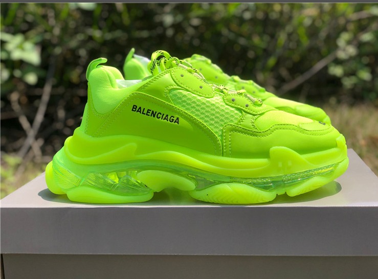 Balenciaga Triple S Clear Sole Trainers In Neon - DesignerGu