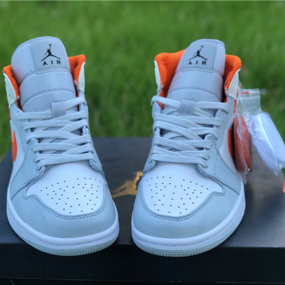 Jordan AJ1 Mid Starfish Orange Platinum CW7591-100 - DesignerGu