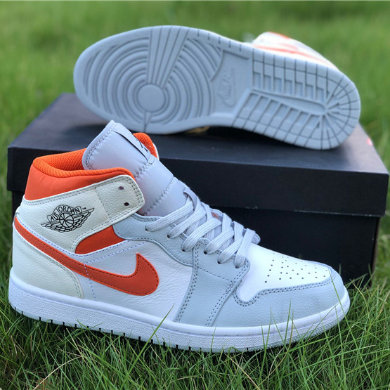 Jordan AJ1 Mid Starfish Orange Platinum CW7591-100 - DesignerGu