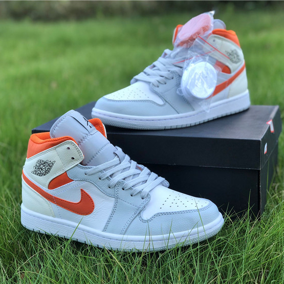 Jordan AJ1 Mid Starfish Orange Platinum CW7591-100 - DesignerGu