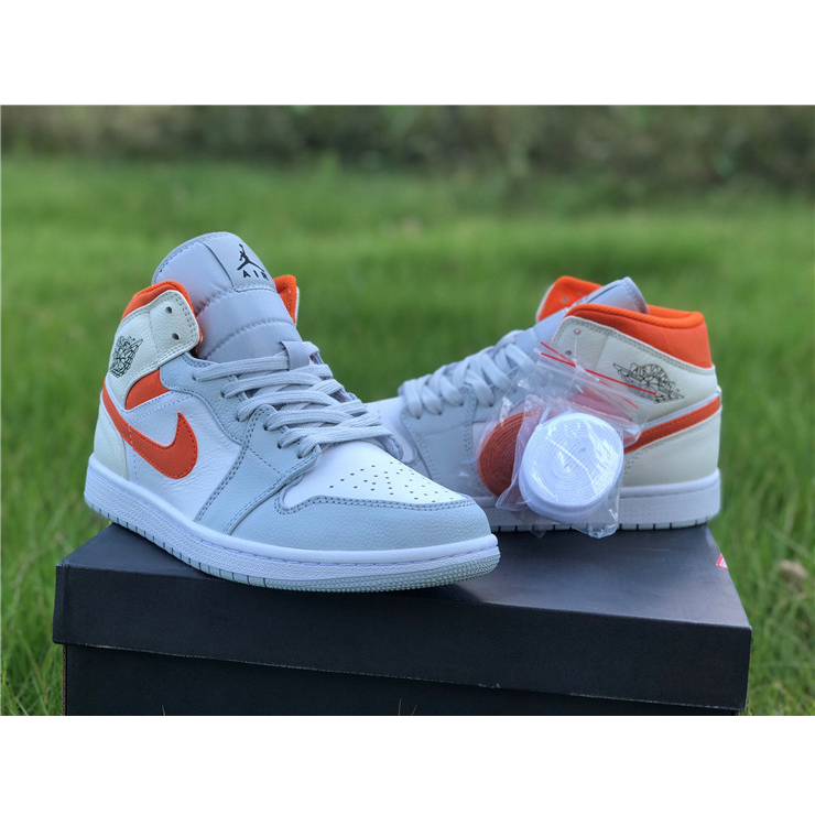 Jordan AJ1 Mid Starfish Orange Platinum CW7591-100 - DesignerGu