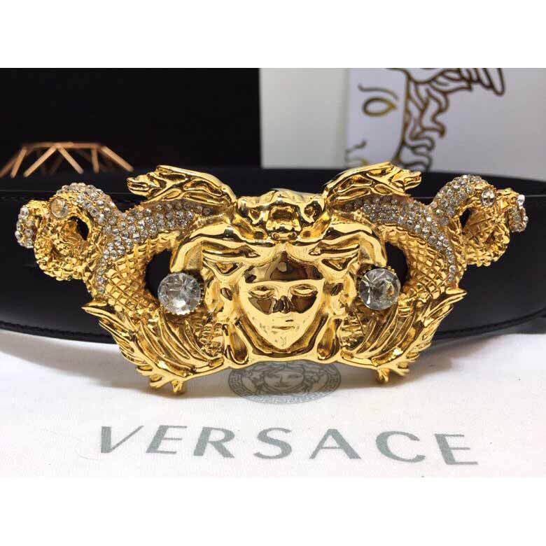 Versace Medusa Head Leather Belt - DesignerGu