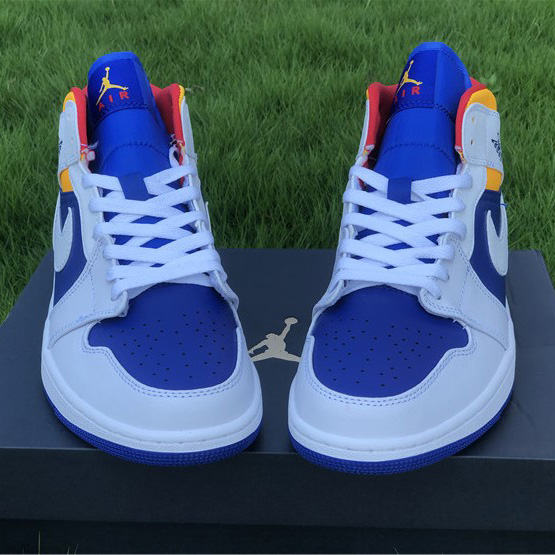 Jordan Air 1 Mid Royal Blue Laser Orange 554724-131 - DesignerGu