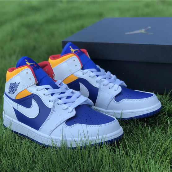 Jordan Air 1 Mid Royal Blue Laser Orange 554724-131 - DesignerGu