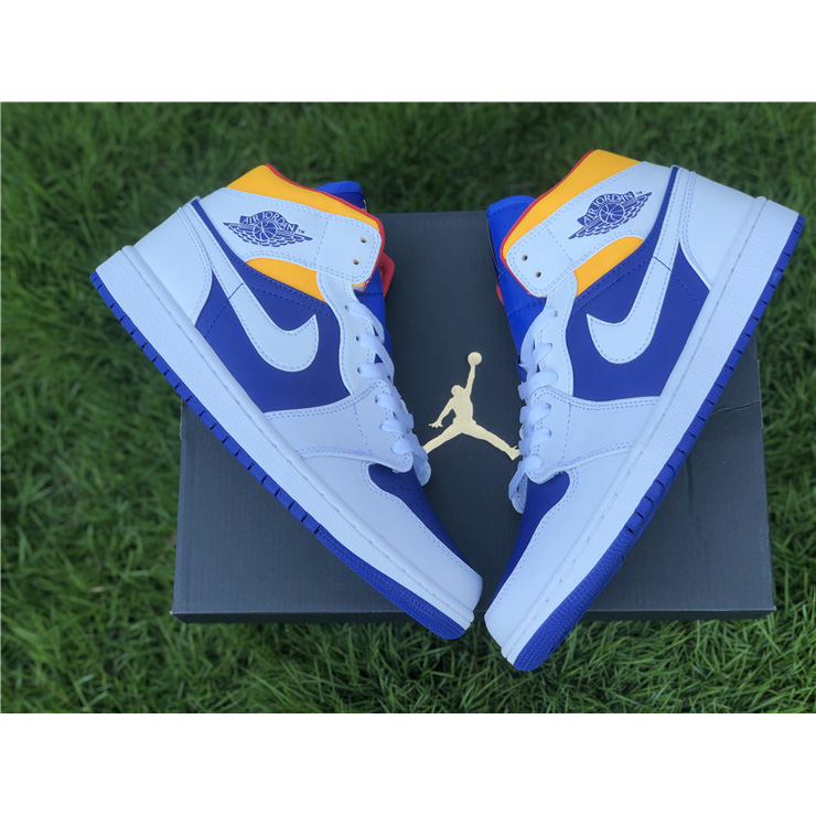 Jordan Air 1 Mid Royal Blue Laser Orange 554724-131 - DesignerGu