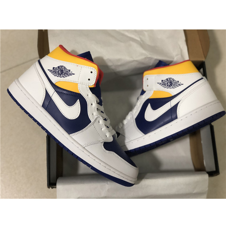 Jordan Air 1 Mid Royal Blue Laser Orange 554724-131 - DesignerGu