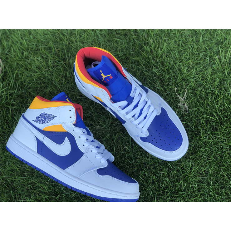 Jordan Air 1 Mid Royal Blue Laser Orange 554724-131 - DesignerGu