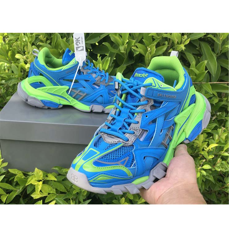 Balenciaga Blue & Green Track.2 Sneakers - DesignerGu