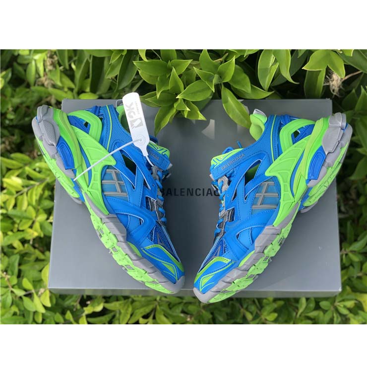 Balenciaga Blue & Green Track.2 Sneakers - DesignerGu