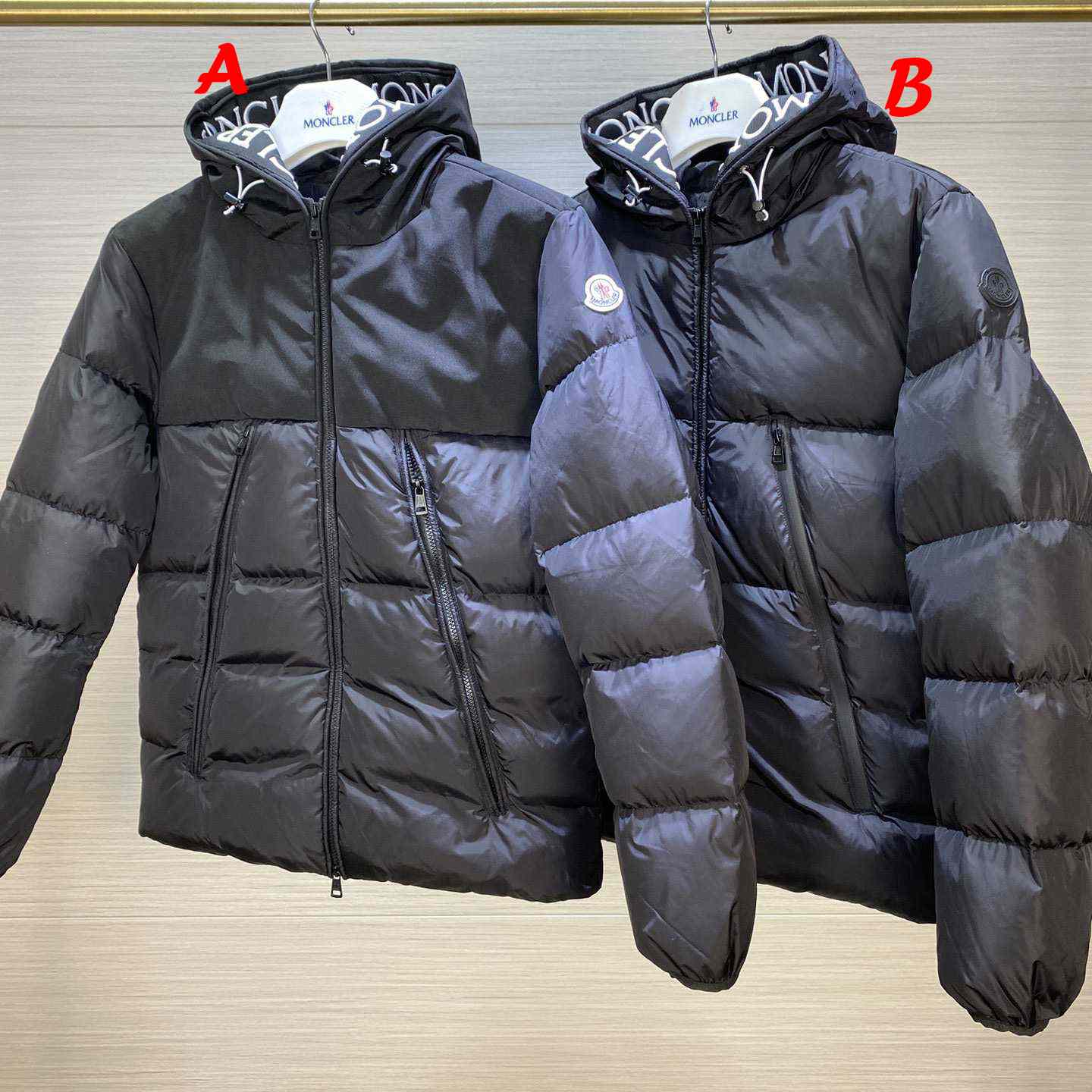 Moncler Down Jacket With Moncler Embroidered Ribbon Trim(Black) - DesignerGu