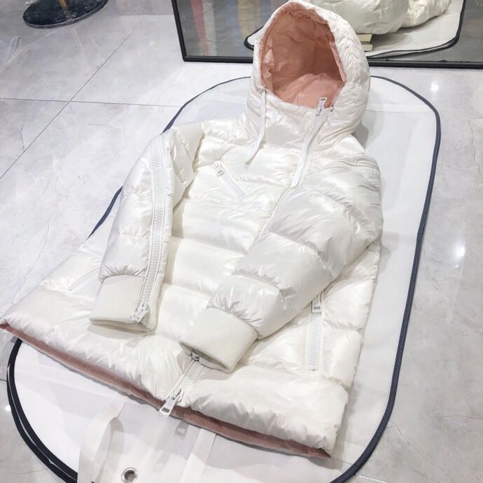 Moncler White Zipper Down Jacket  - DesignerGu