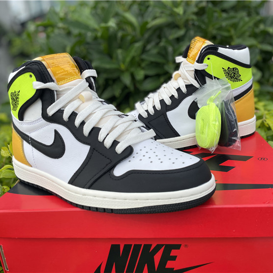 Jordan Air 1 High OG Volt Gold Sail 555088-118 - DesignerGu