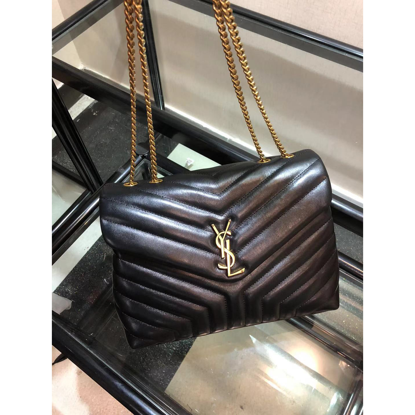 Saint Laurent Logo Print Shoulder Bag (31cm) - DesignerGu