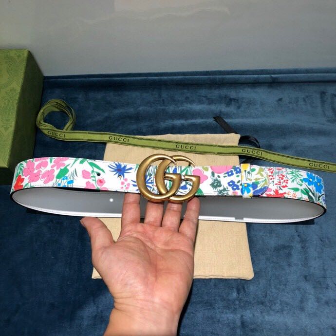 Gucci Flower Print Belt - DesignerGu