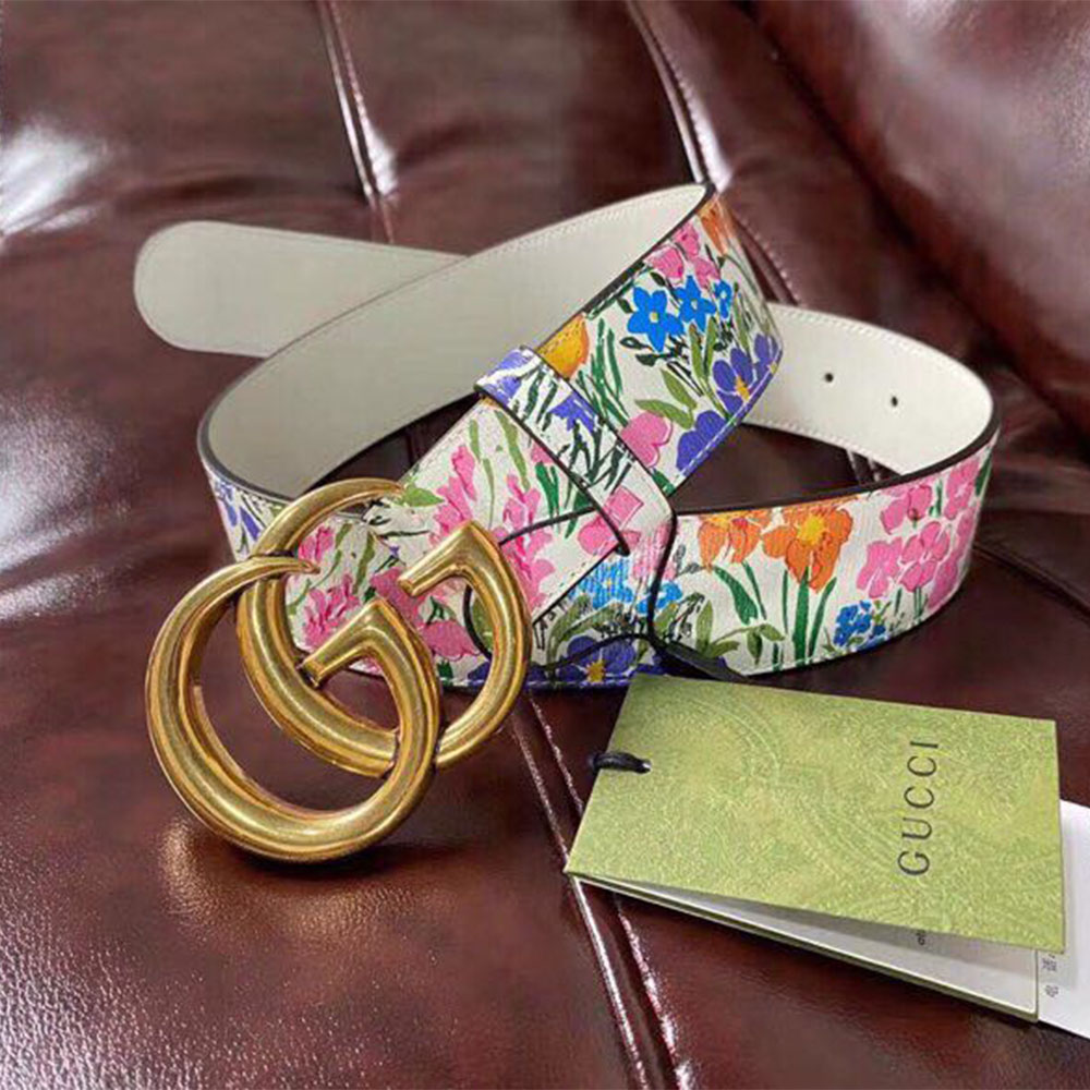 Gucci Flower Print Belt - DesignerGu