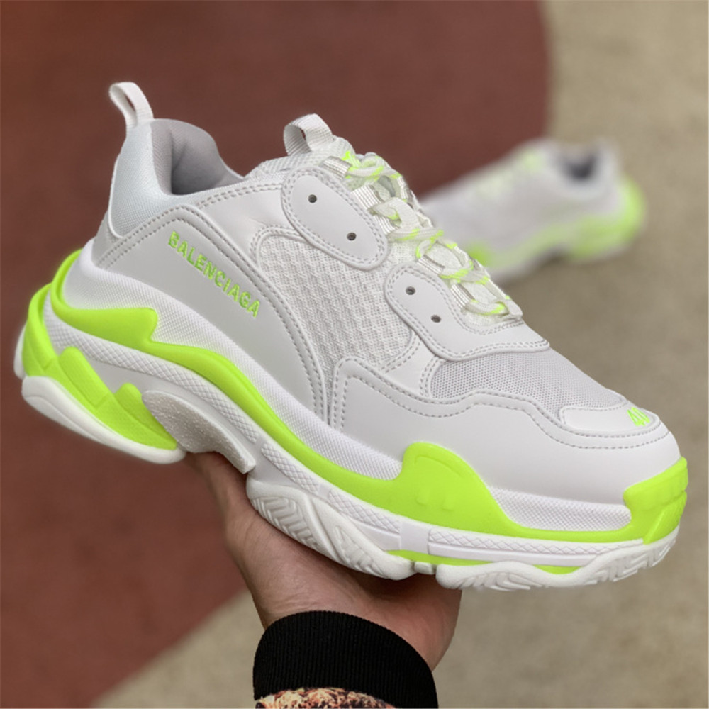 Balenciaga Triple S In  Fluorescent Green And White - DesignerGu