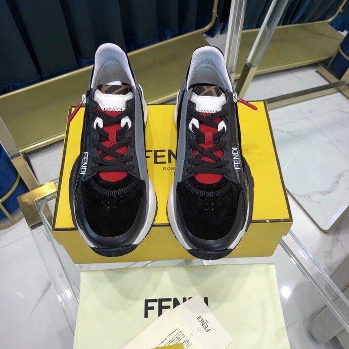 Fendi Black & Grey Suede 'Flow' Sneakers - DesignerGu