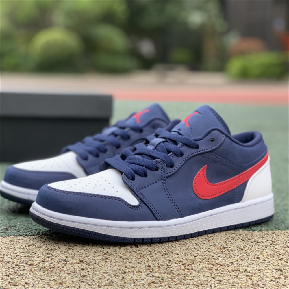 Jordan AJ 1 Low USA White Blue Red Basketball Shoes CZ8454-400 - DesignerGu