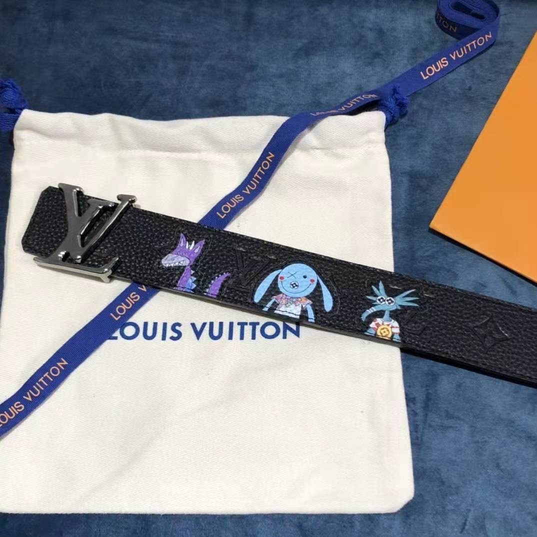 Louis Vuitton Carton Black Belt 40MM - DesignerGu