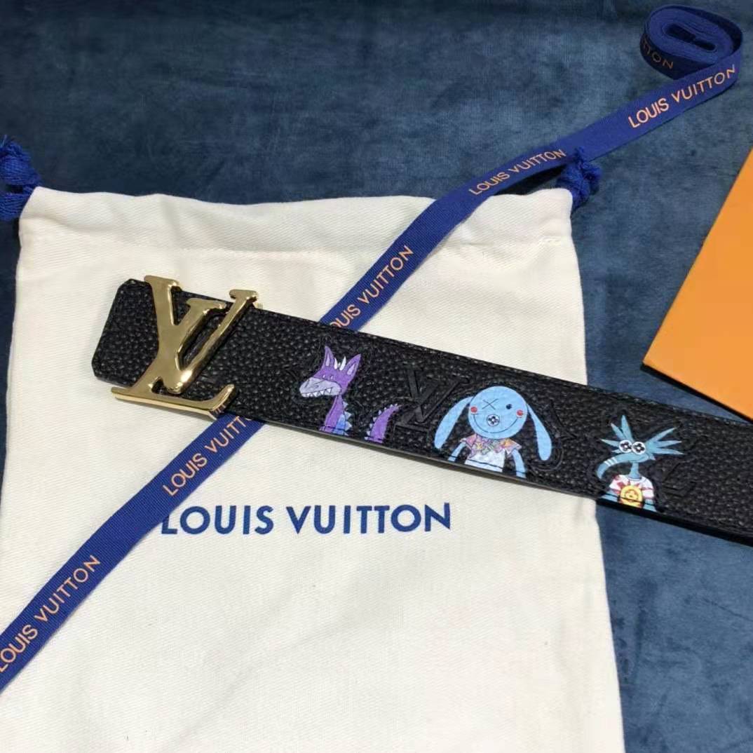 Louis Vuitton Carton Black Belt 40MM - DesignerGu