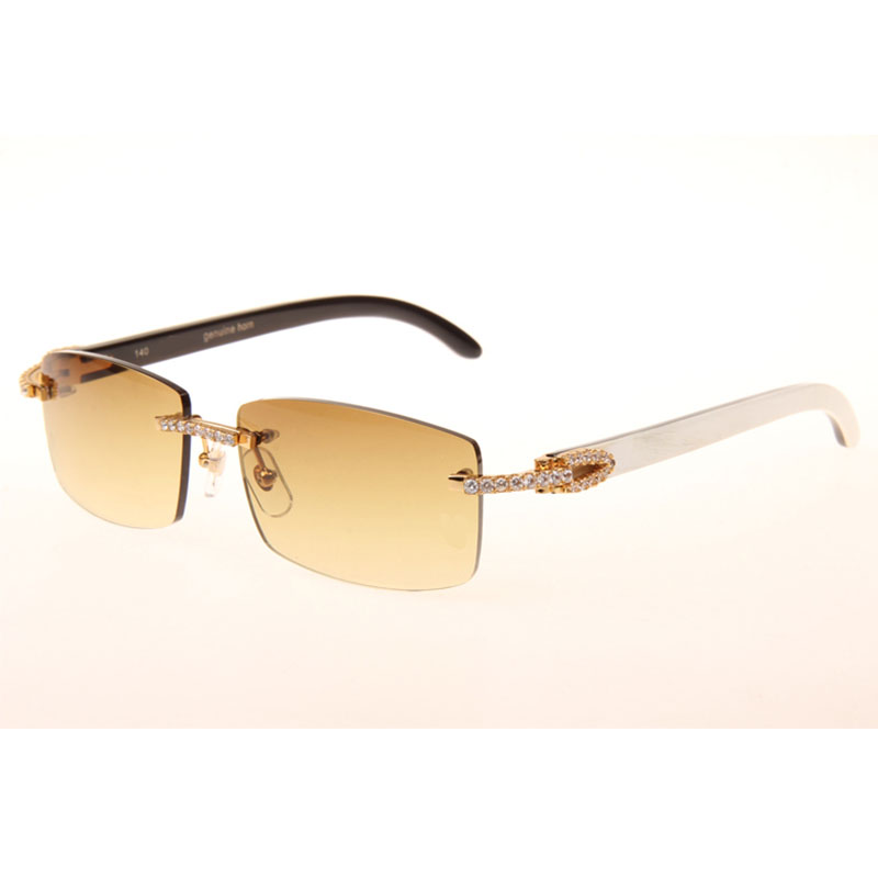 Cartier  3524012 Black And White Buffalo Big Lens Sunglasses In   Gold - DesignerGu