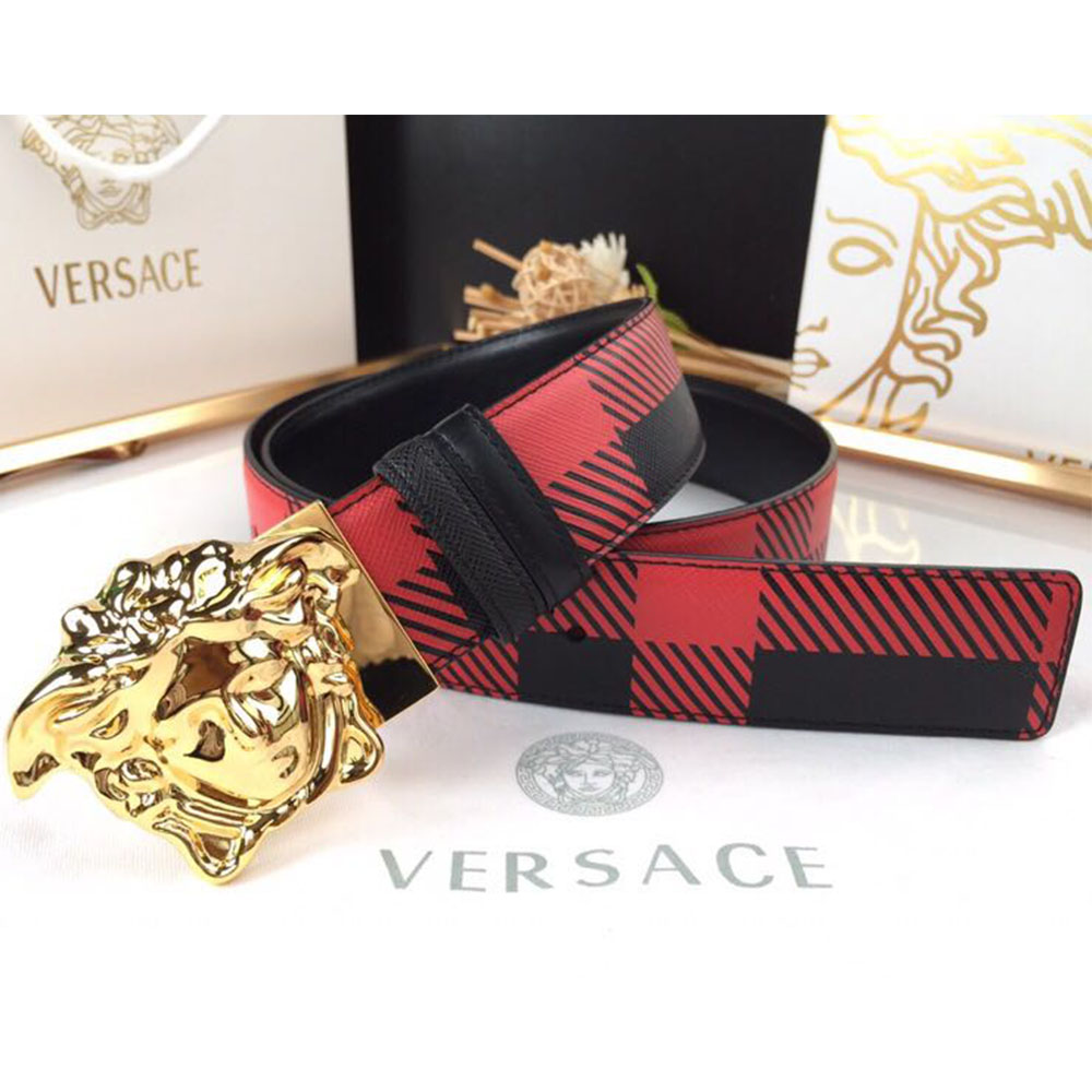 Versace Medusa Reversible Gold Buckle Leather Belt - DesignerGu