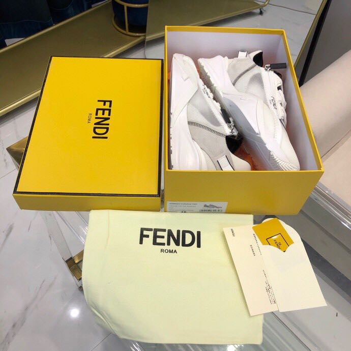 Fendi White Low Top Sneakers - DesignerGu