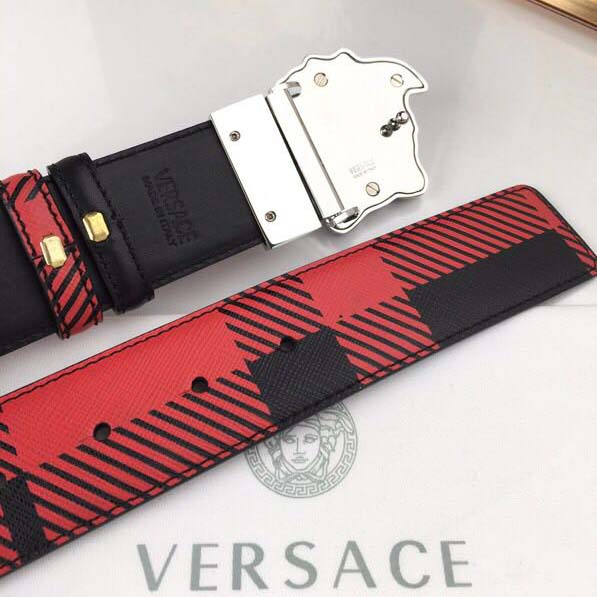 Versace Medusa Reversible Silver Buckle Leather Belt - DesignerGu